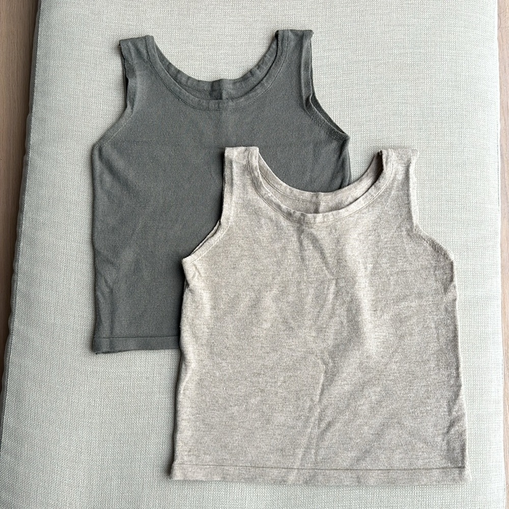 (VALUE SET) Portugal Soft Knit Sweater Vest Set - Oatmeal & Khaki Olive Green
